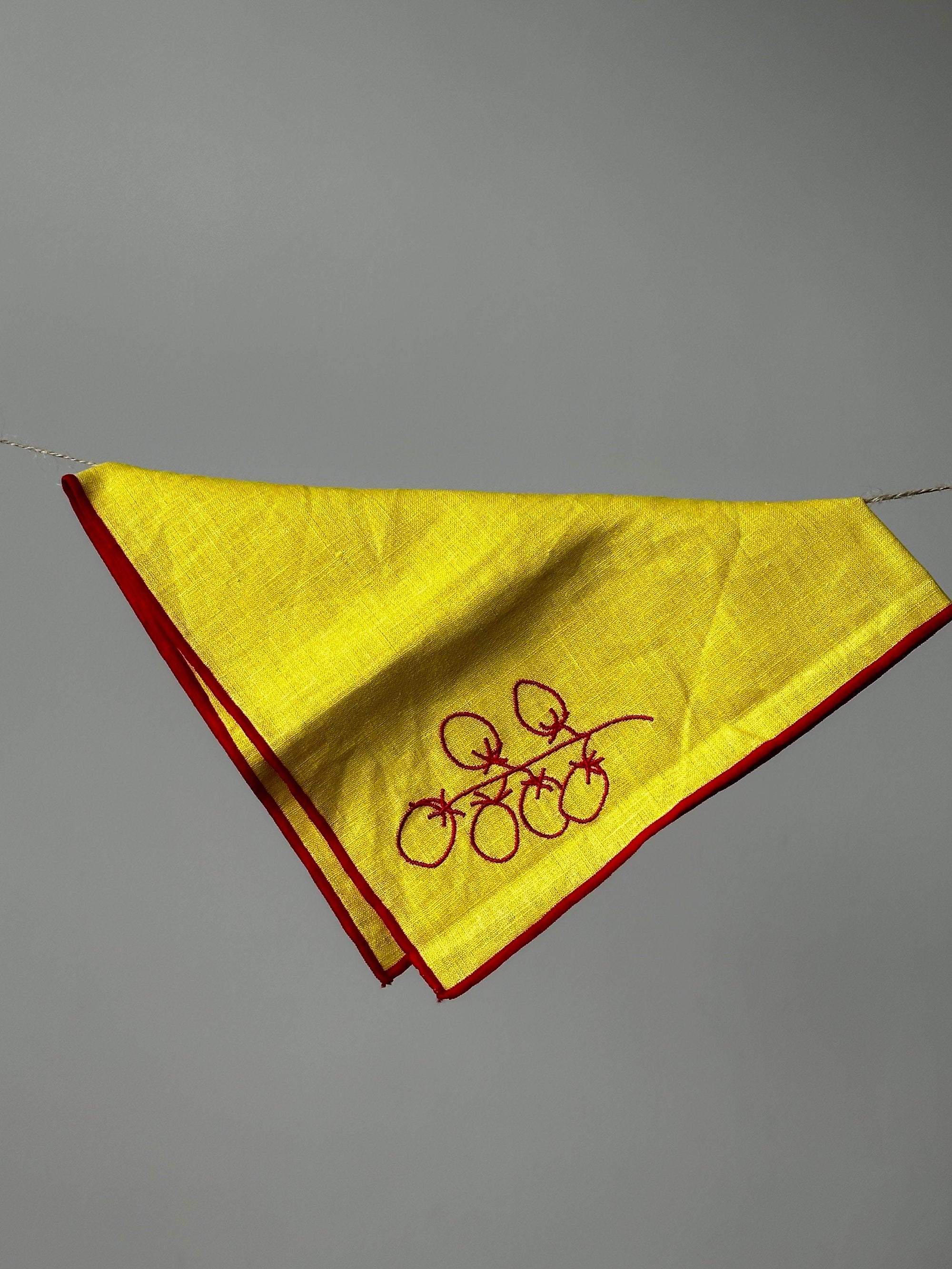 Linen Embroidered Napkins | 'Vine Tomatoes'