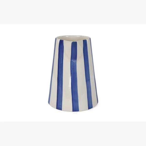 Ceramic Stripe Pitcher, Blue - 8.25x8.25x8 Inches