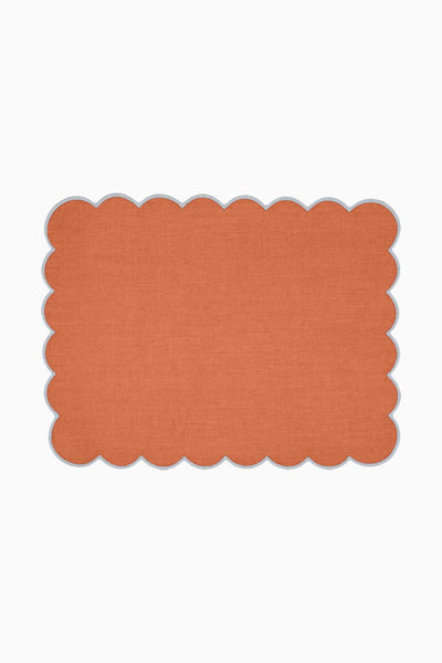 Zero-Waste Scalloped Linen Placemats Tangerine - Set of 2