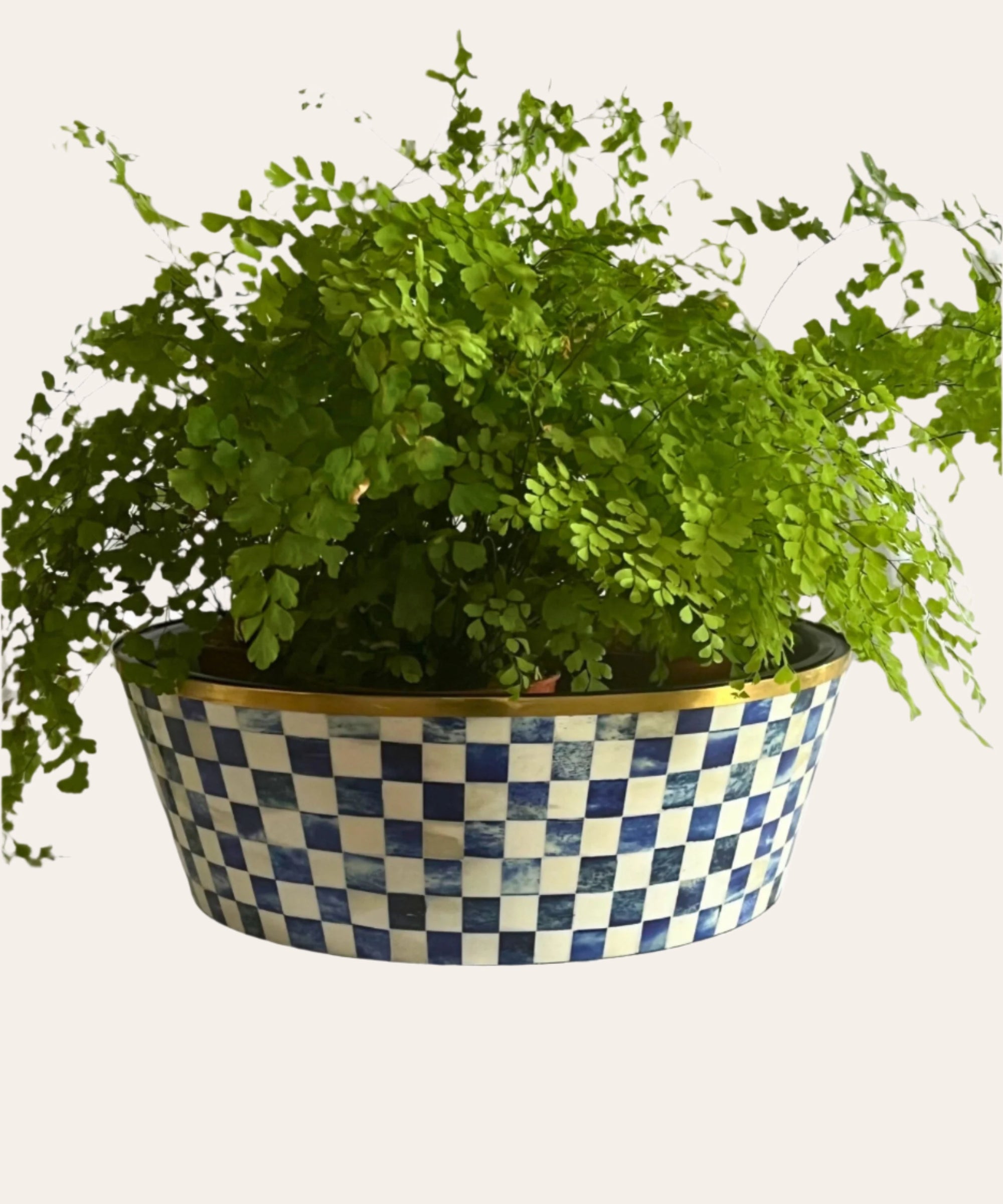 Round Inlay Planter | Large | Blue | Chequered