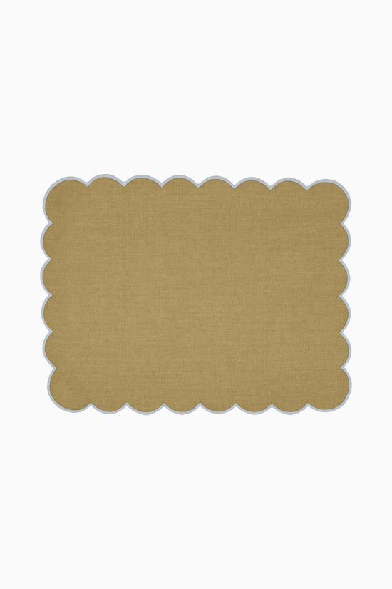 Zero-Waste Scalloped Linen Placemats Willow Green - Set of 2