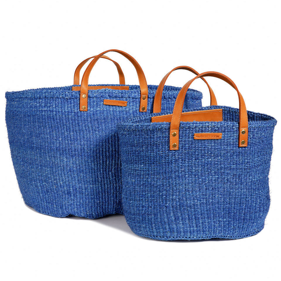 BANDARI: True Blue & Tan Leather Sisal Shopper