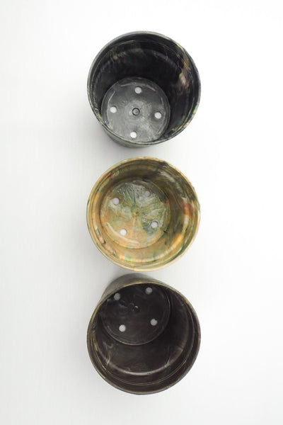 3 Vintage Marbled Plant Pots
