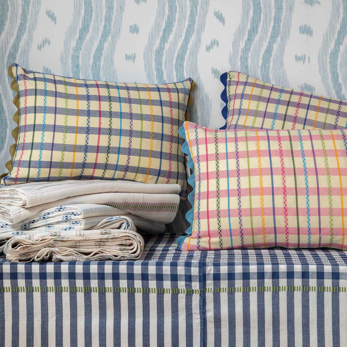 Ginny Gingham Pink Oblong Cushion