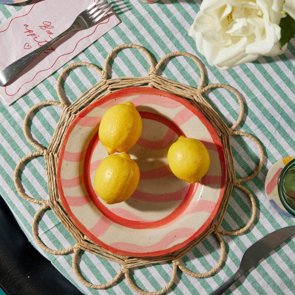 Squiggle Dinner Plate - Pink and Red 23cm