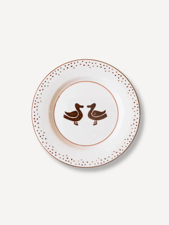 Patos (Ducks) Hand-Painted Dessert Plate