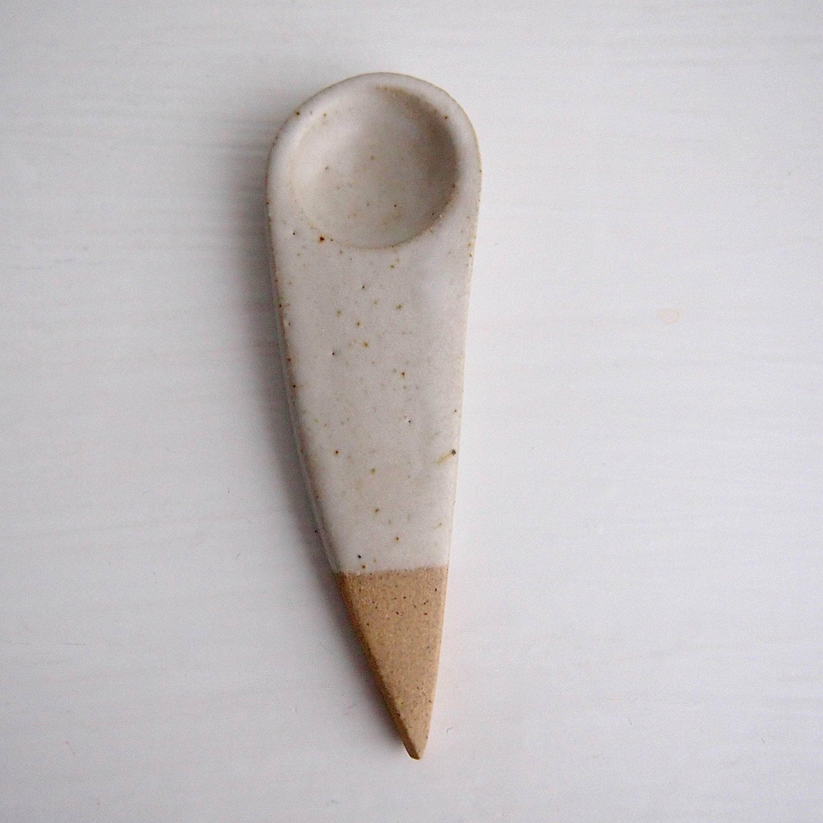 Handmade Mini White Ceramic Salt or Spice Spoon