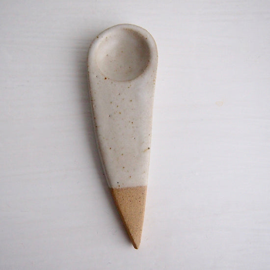 Handmade Mini White Ceramic Salt or Spice Spoon