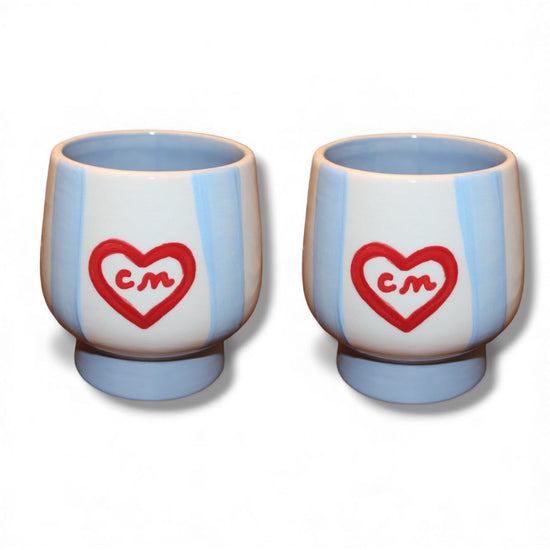 Hand-painted Custom Striped Cups/Collection of Two