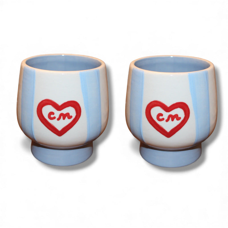 Hand-painted Custom Striped Cups/Collection of Two