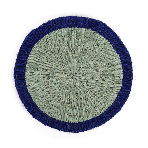 KALAMU: Sapling Green and True Blue Sisal Circular Placemat