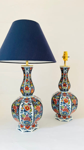 Large Antique Delft ‘Knobbelvaas’ Lamp
