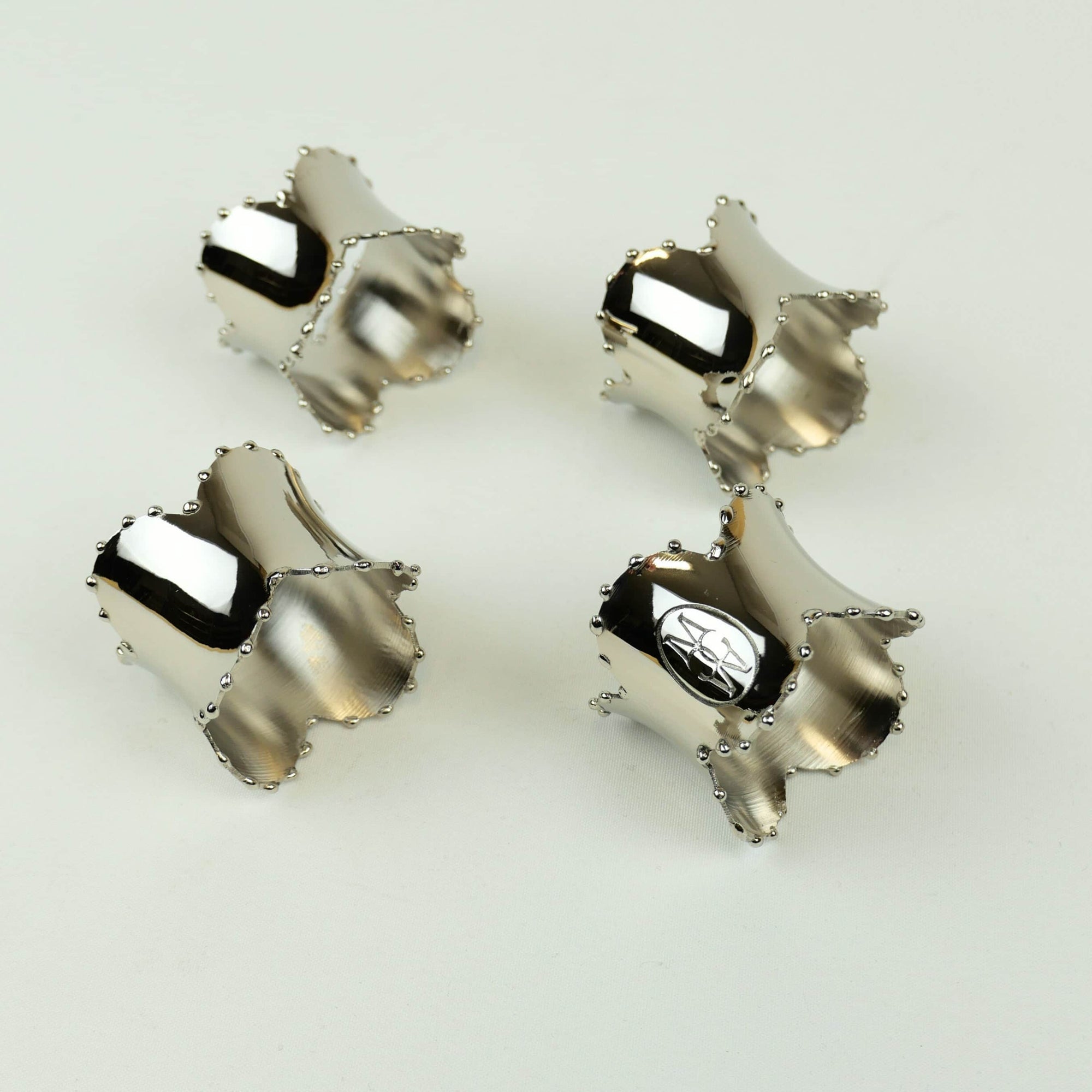 Nickel Napkin Ring Scalloped Set of 4
