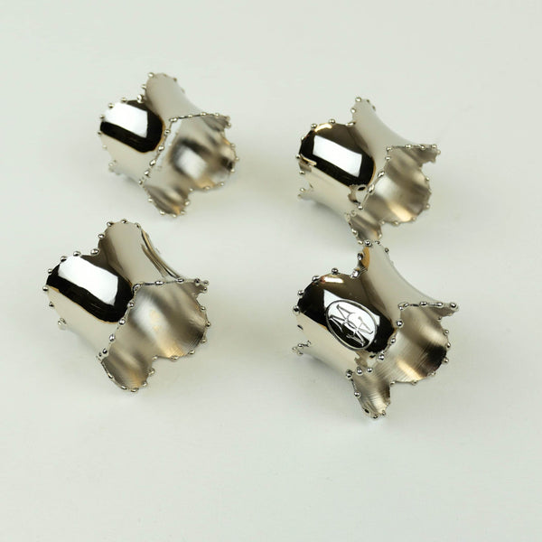 Nickel Napkin Ring Scalloped Set of 4