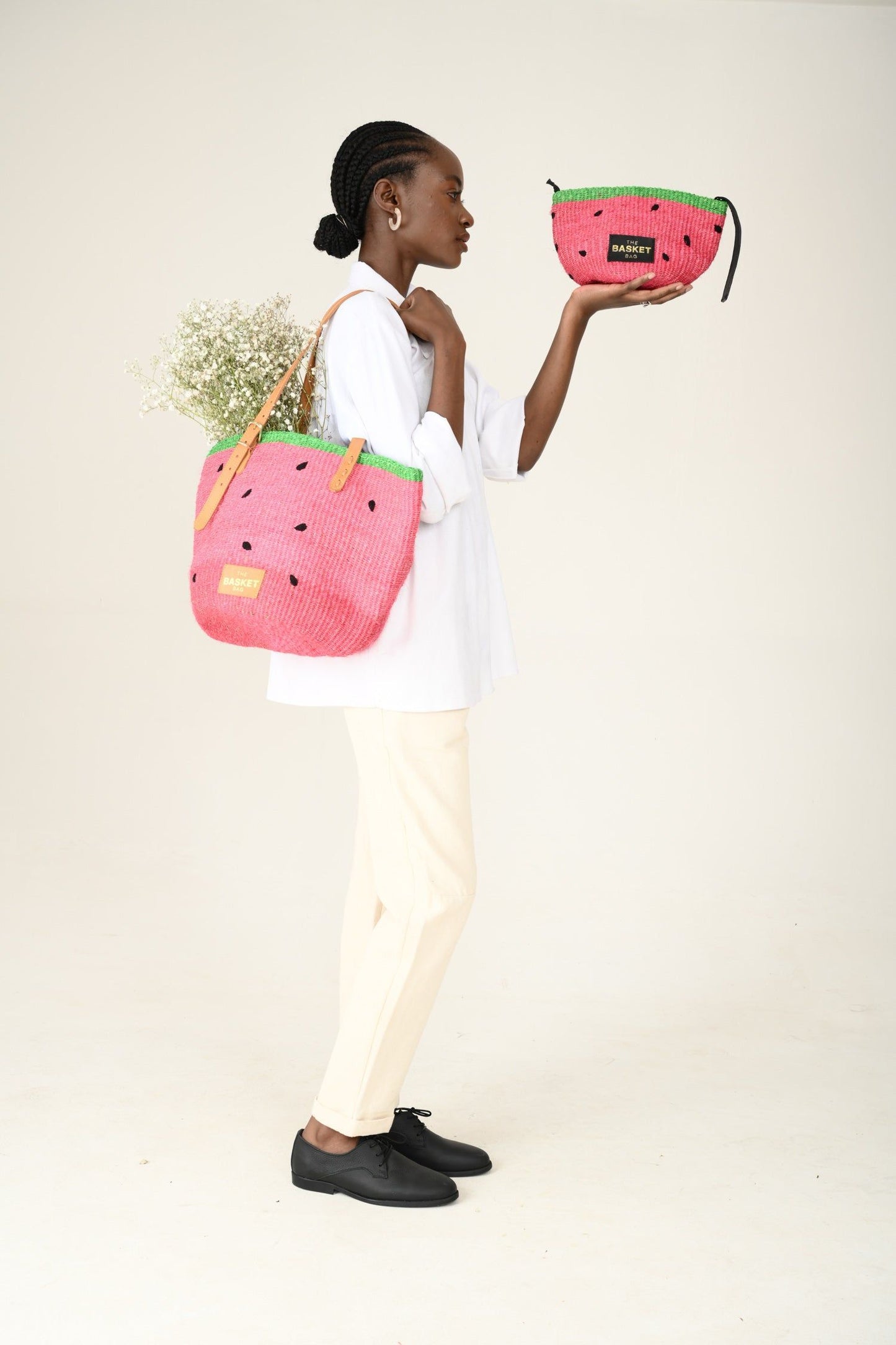 TIKITI MAJI: Watermelon Sisal Tote Bag
