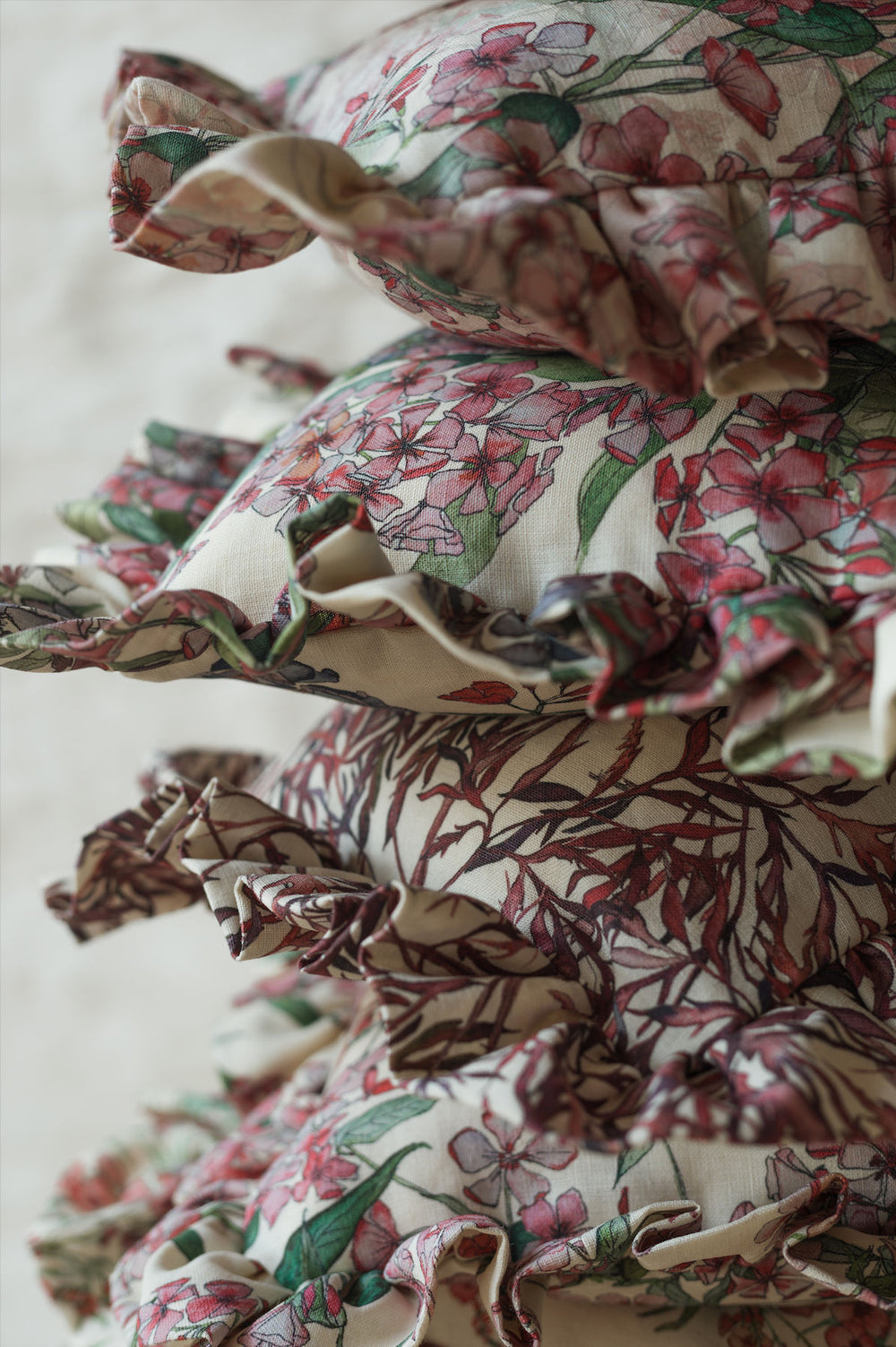 Square Elderflower Frill Cushion