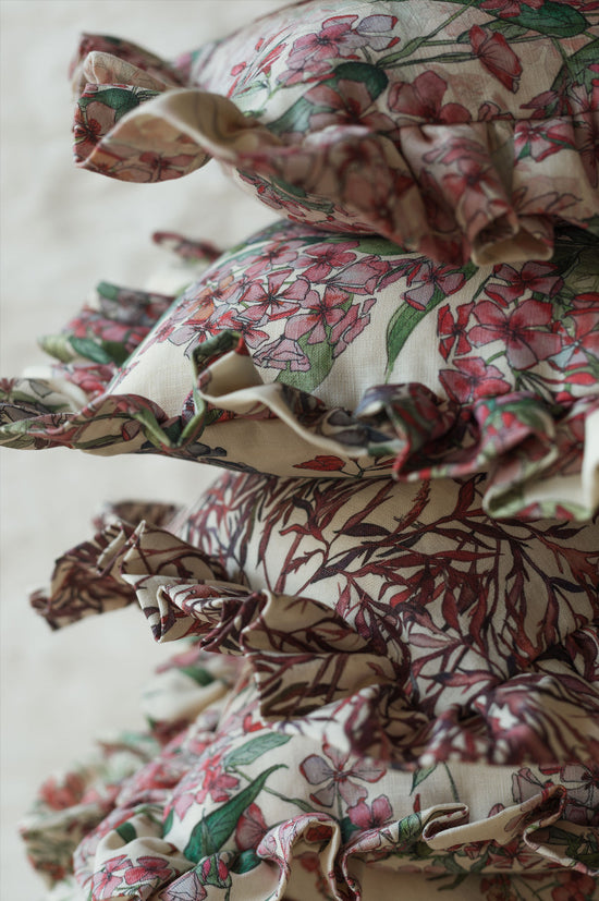 Square Elderflower Frill Cushion