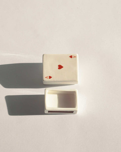 'Mini Ace Of Hearts’ Ceramic Matchbox