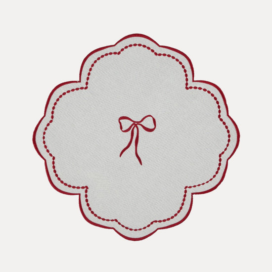 Mimosa Placemat, White with Burgundy