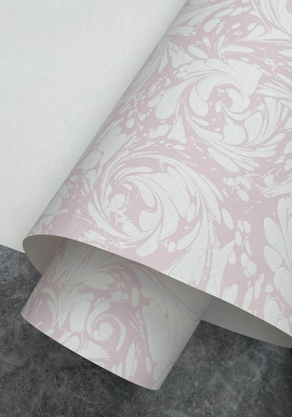 Marbled Wallpaper - 'Flourish' Col: Candytuft - Non-Woven
