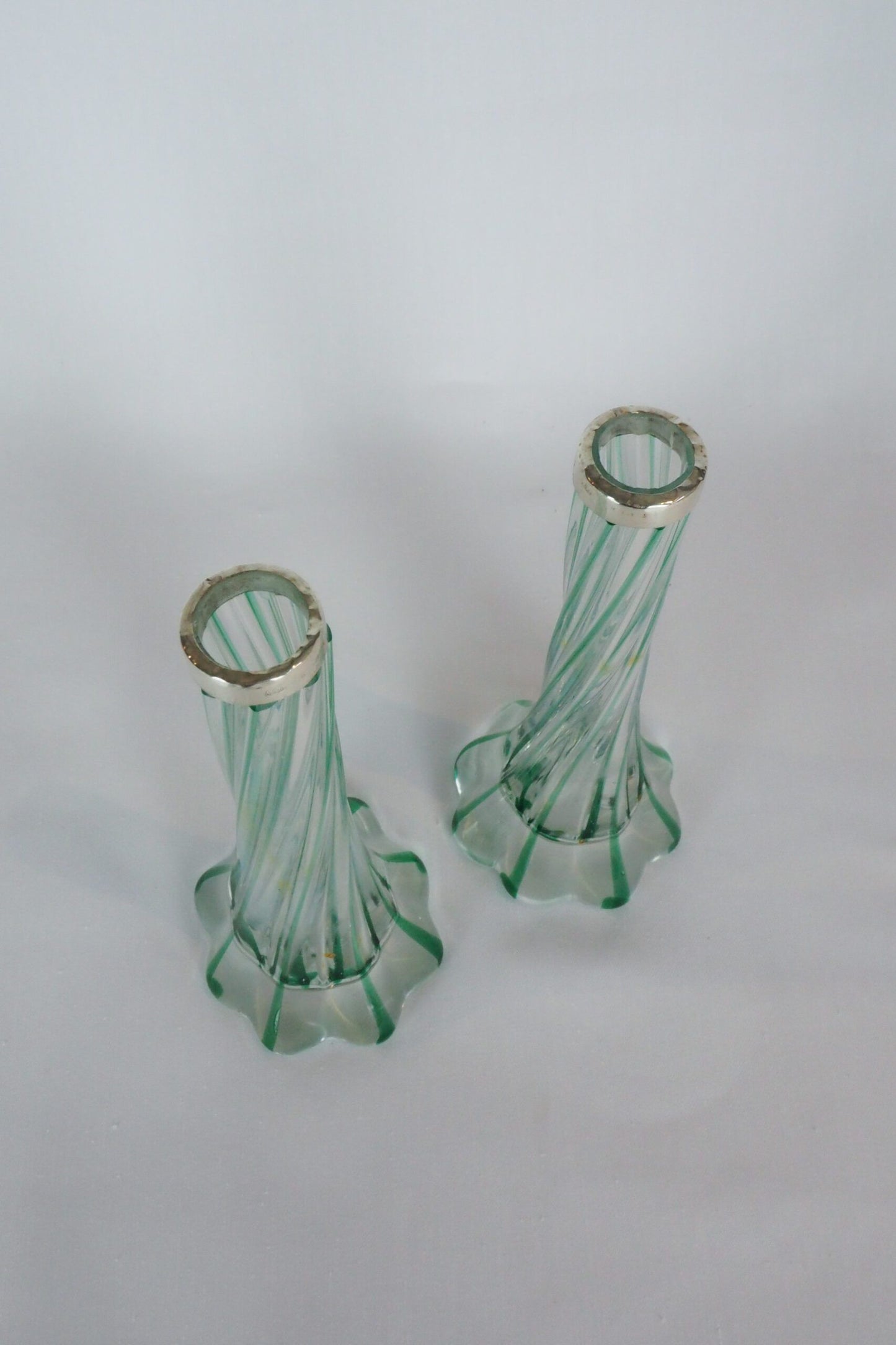 Glass and Silver Bud Vases