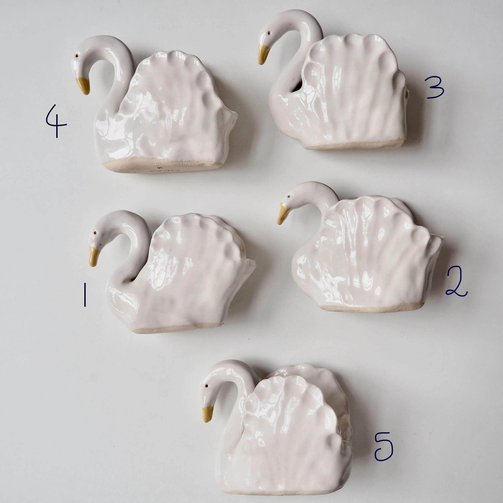 Handmade White Ceramic Small Swan Vase