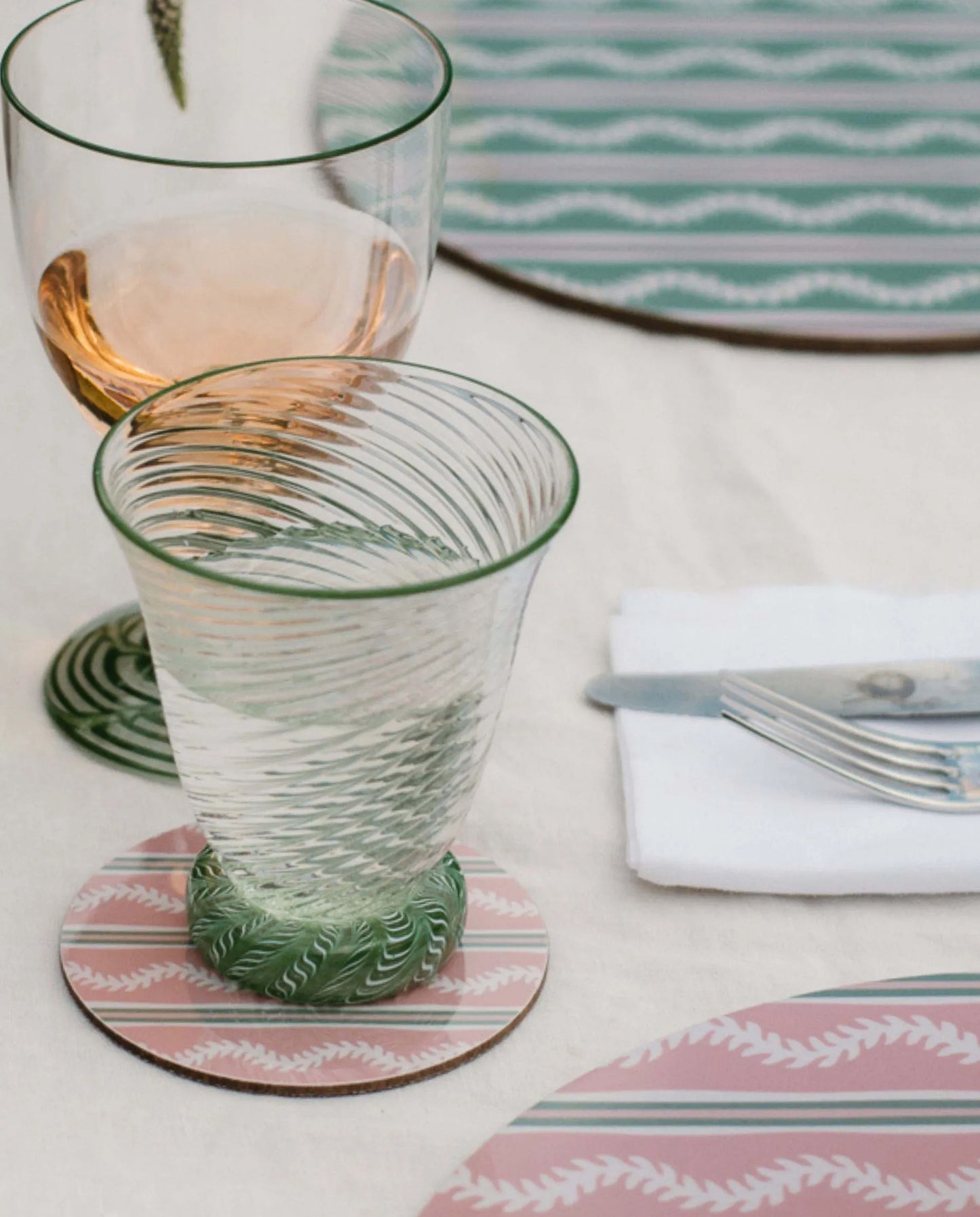 Green & Pink Vines Coasters
