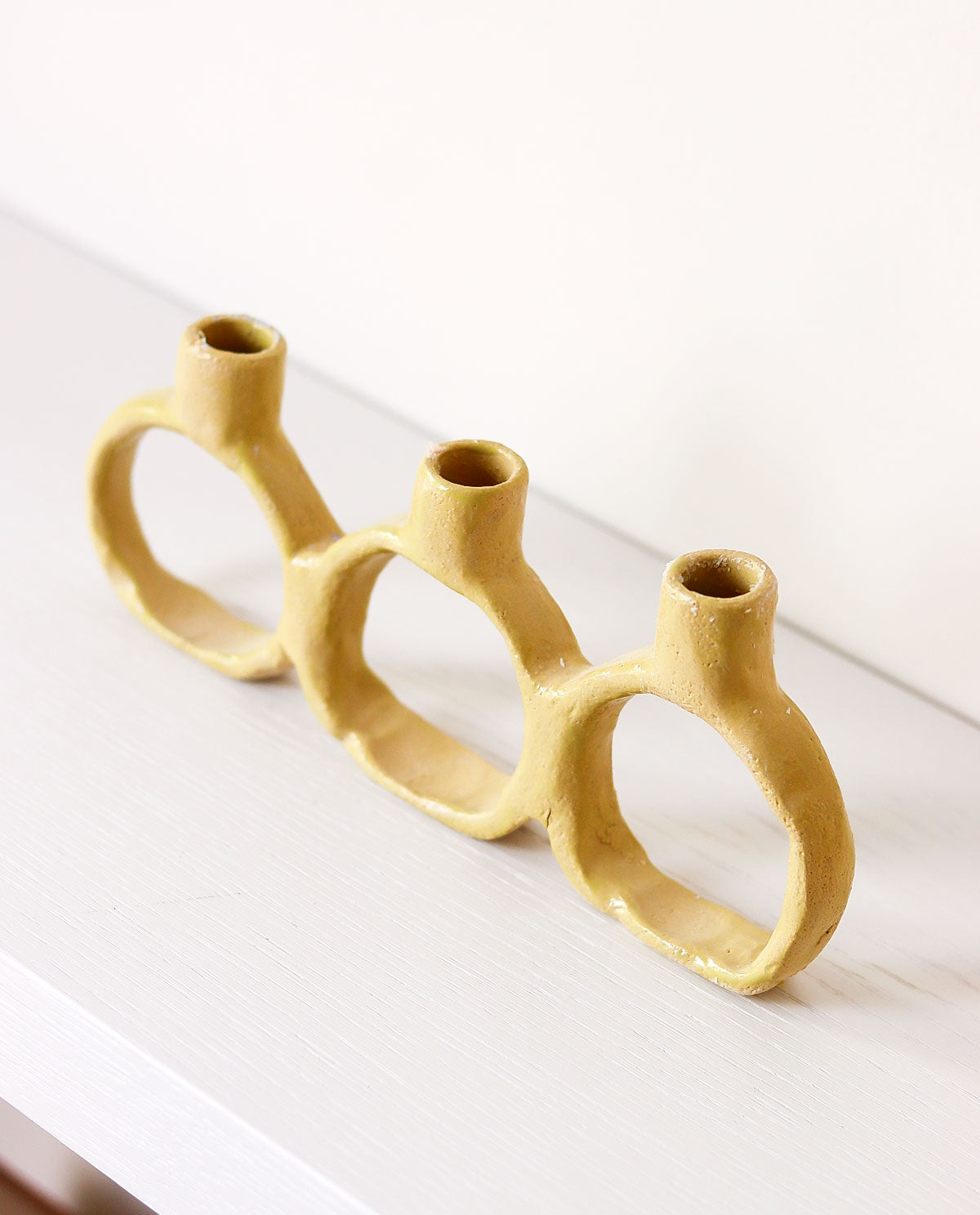 Triple Handmade Ceramic Candlestick-