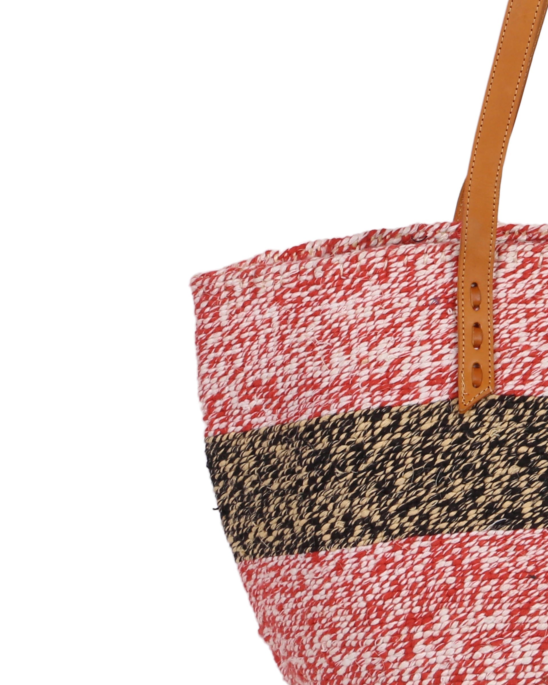 KIKOMBE: Handwoven Red, White and Black Wool Tote Bag