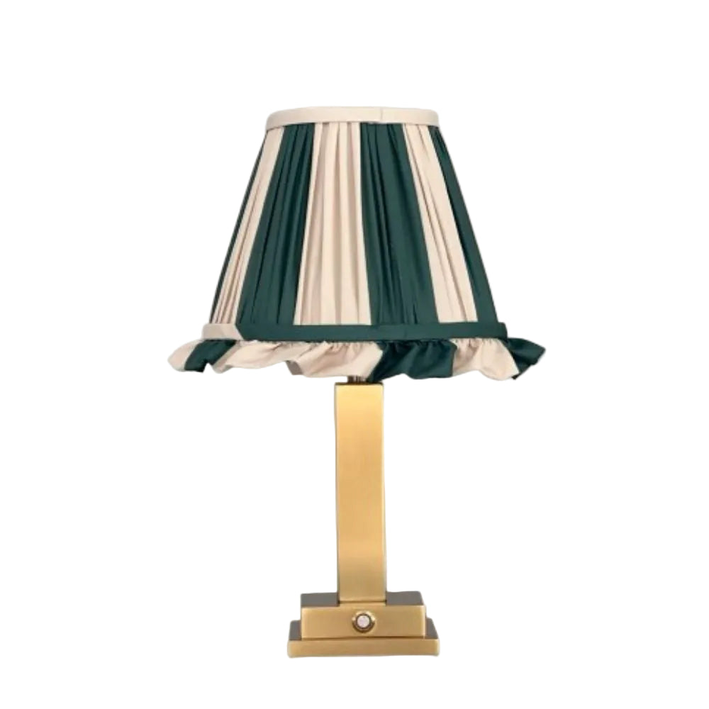 Philia Table Lamp Green/Cream Stripes
