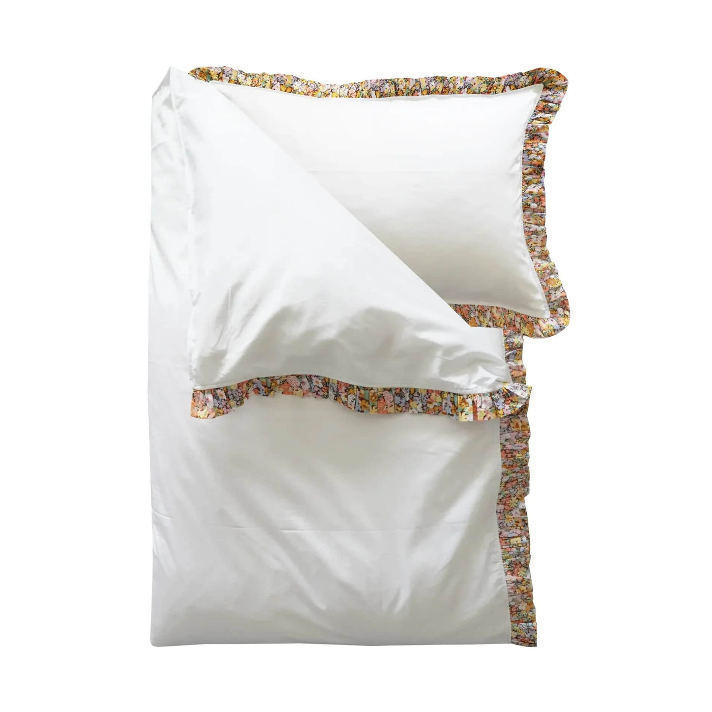 Frill-Edge White Duvet Set made with Liberty Fabric THORPE YELLOW