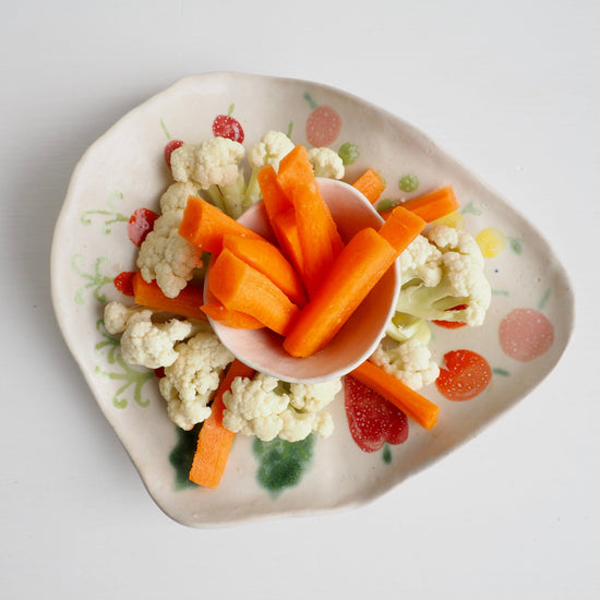 Handmade Ceramic Vegetables Crudites Platter and Bowl Set