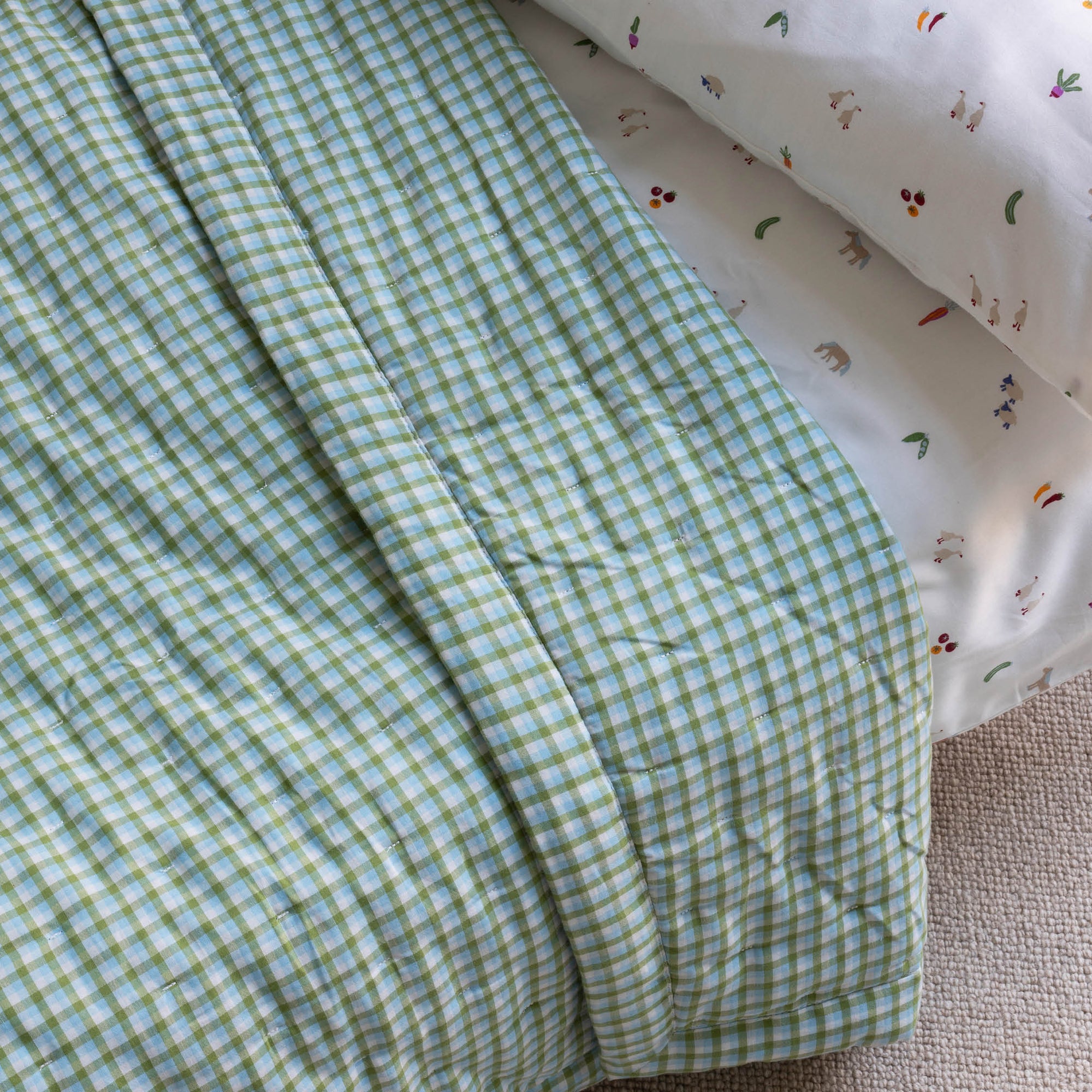 Quilted Cotbed Bedspread  - Greenhouse Gingham