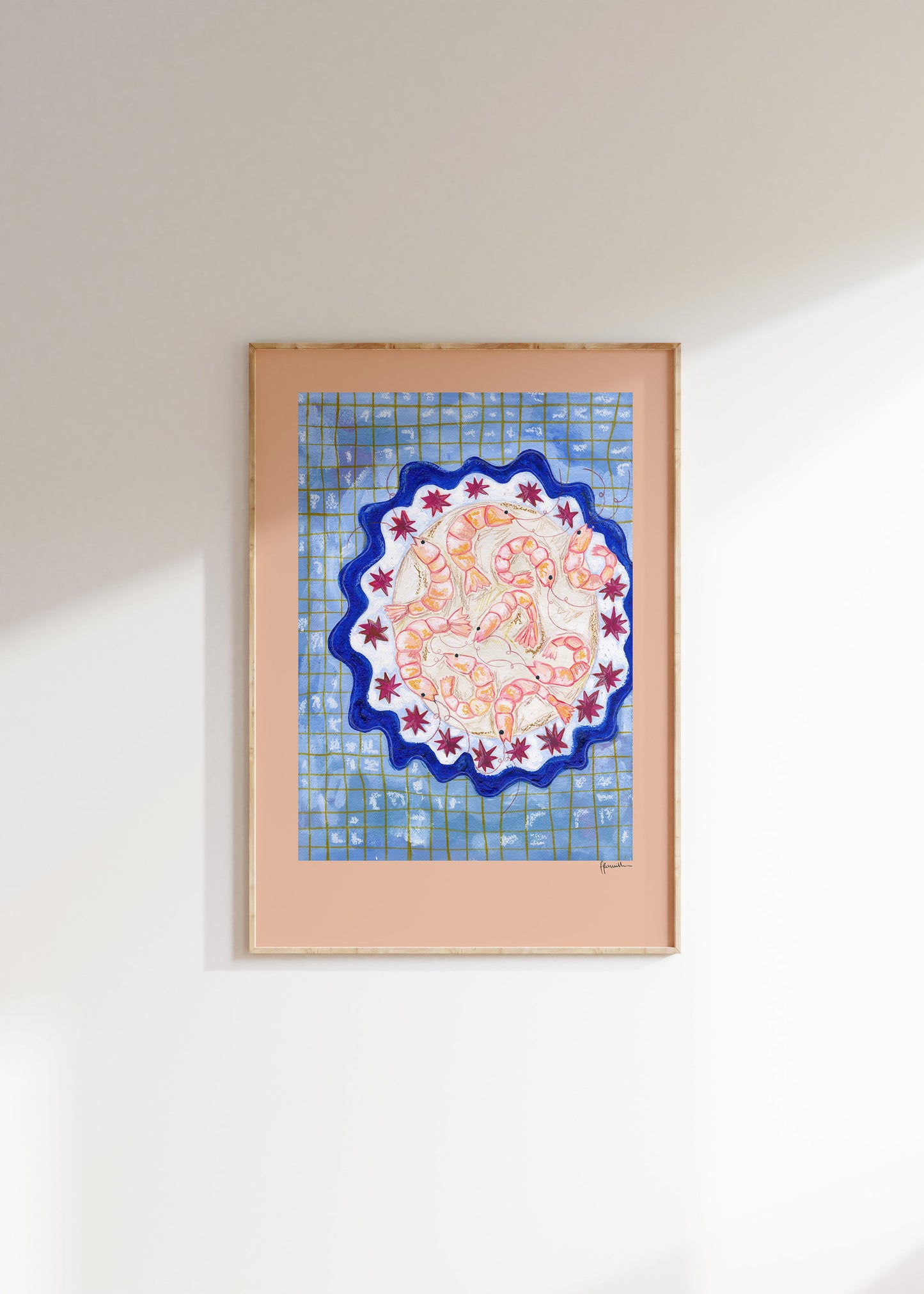 Prawns on Star Plate Print