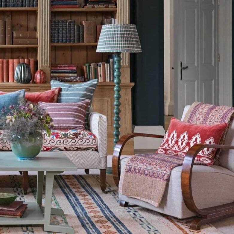 Tara Embroidered Velvet Cushion - Carmine Red