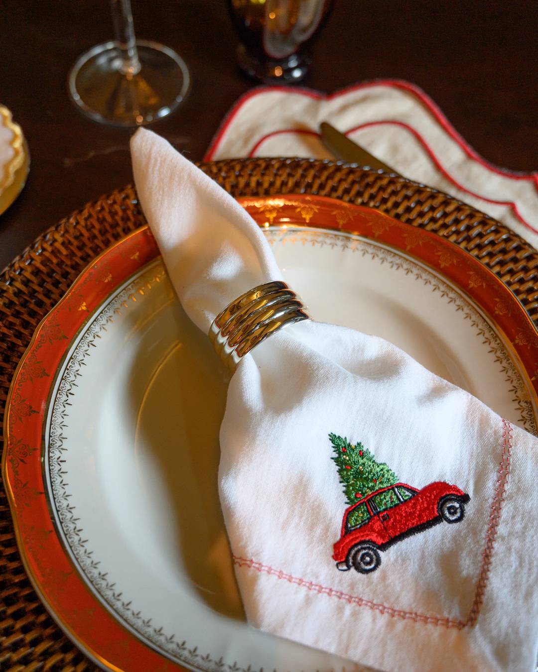 Striped Silver Napkin Ring