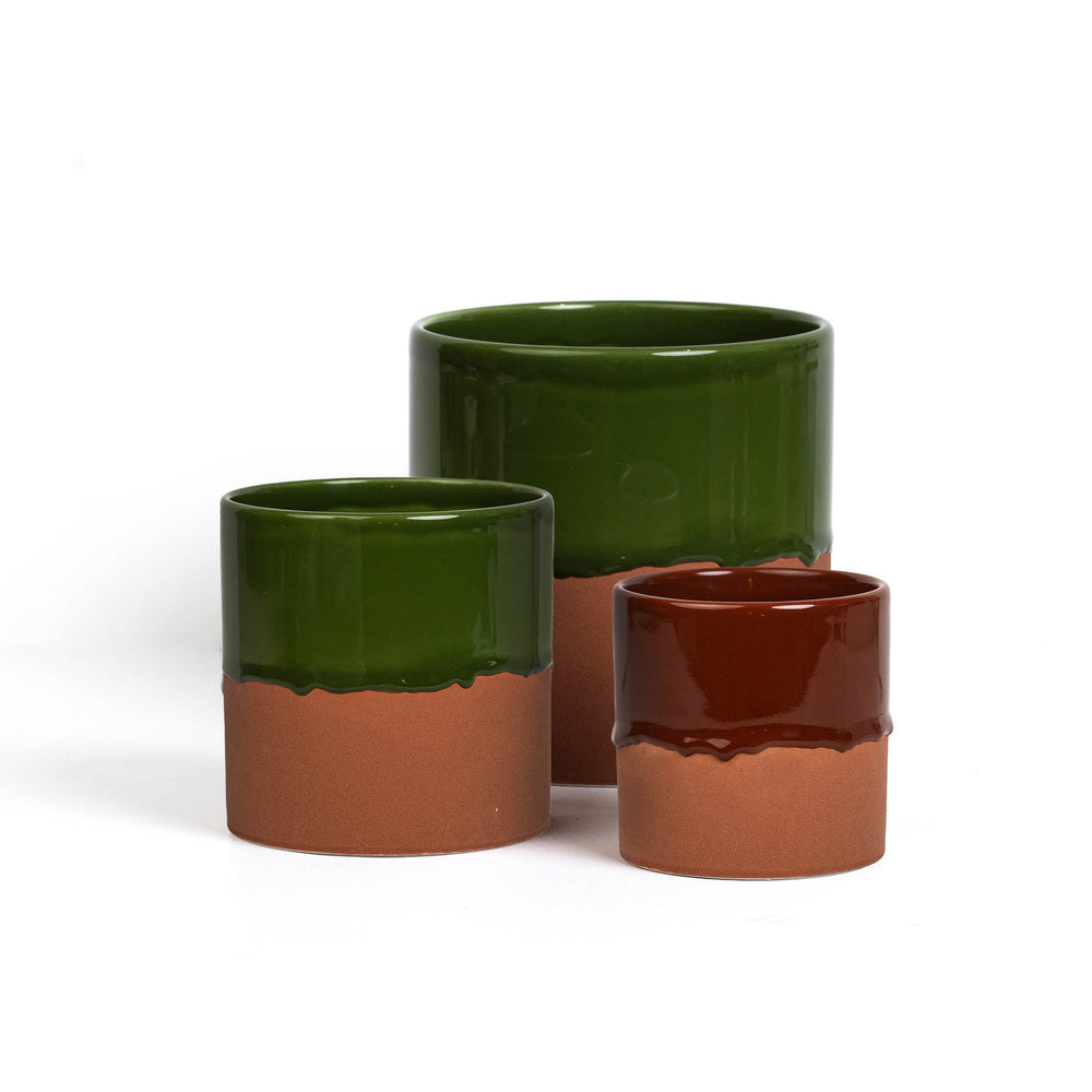 Drip Ceramic Planter Medium - Rich Green T