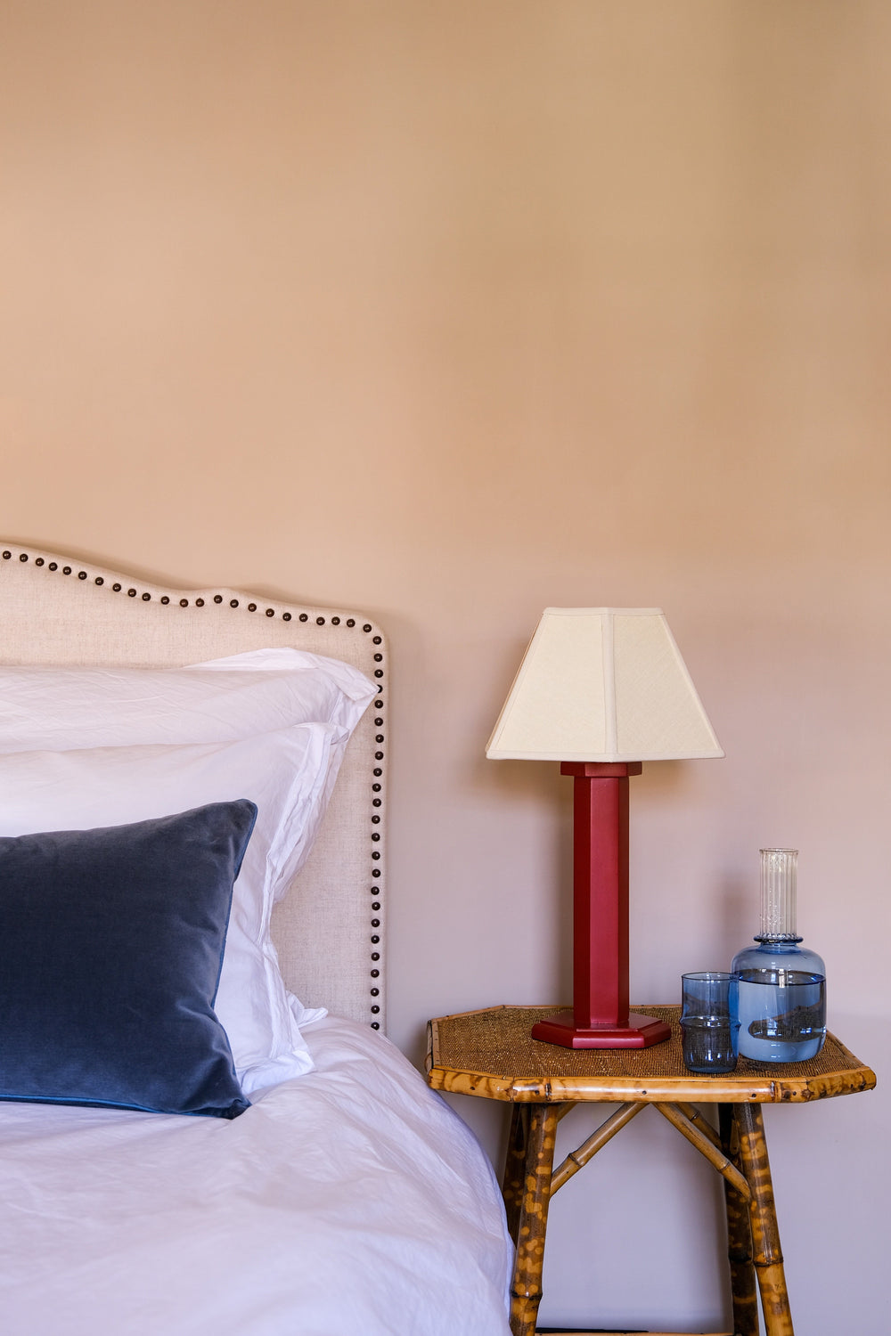 Hexagon Bedside Lamp - Ruby Red