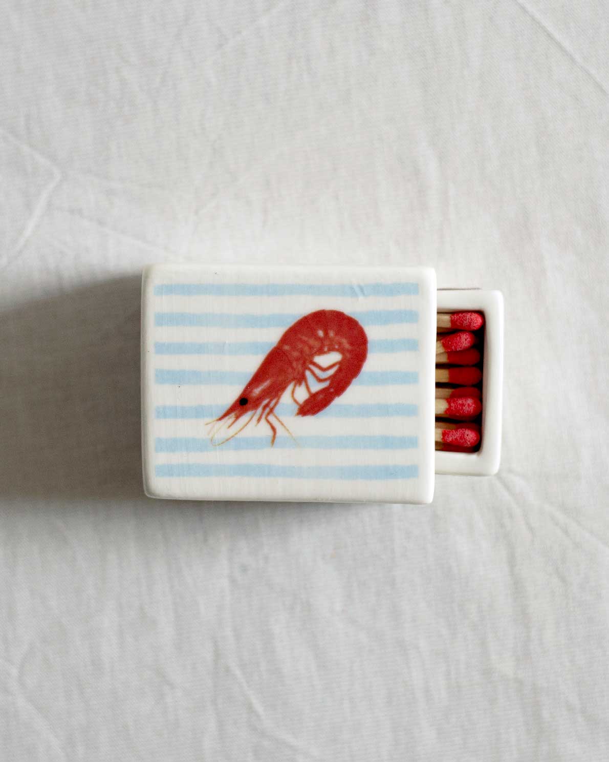 'Mini Striped Shrimp’ Ceramic Matchbox