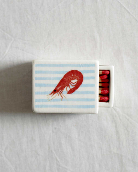 'Mini Striped Shrimp’ Ceramic Matchbox