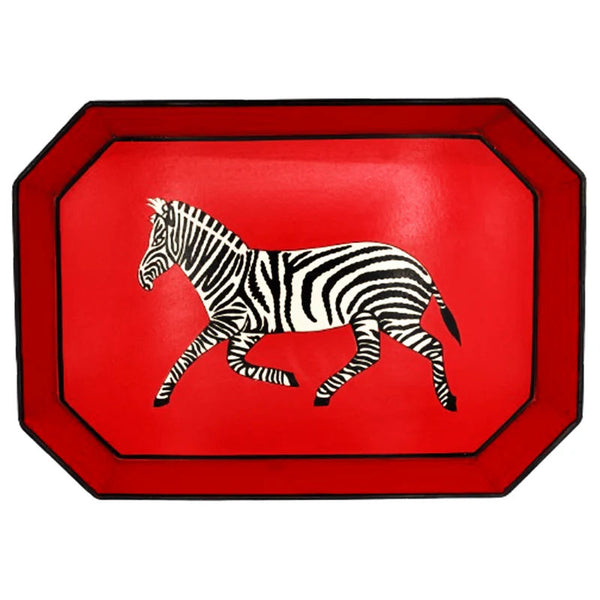Flora Handpainted Iron Tray - Red Zebra