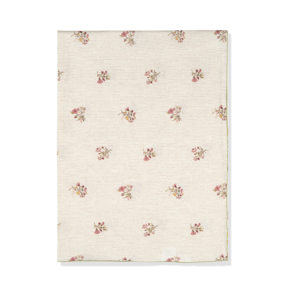 Scarlet Flax & Field Posy Pinstripe Printed Tablecloth