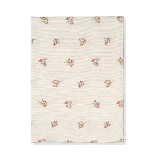 Scarlet Flax & Field Posy Pinstripe Printed Tablecloth