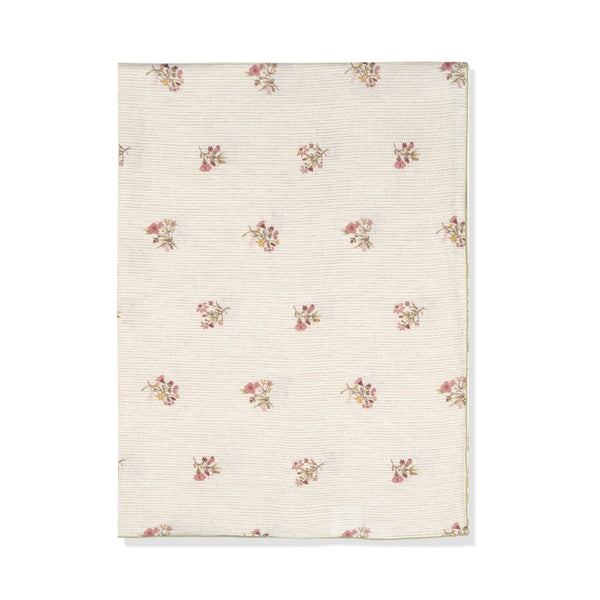 Scarlet Flax & Field Posy Pinstripe Printed Tablecloth