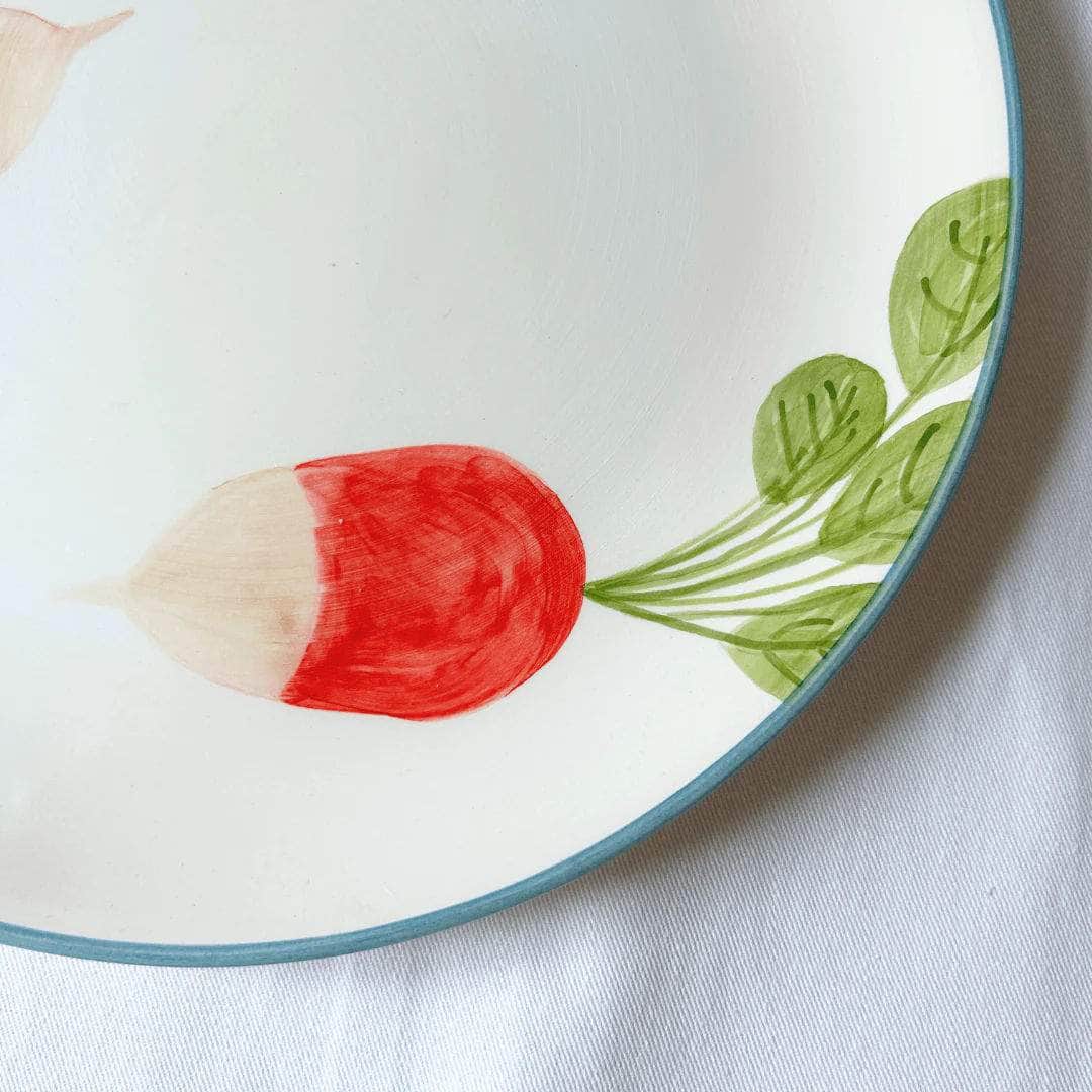 Hand-painted Large Radish Dinner Plates (Set of 2)