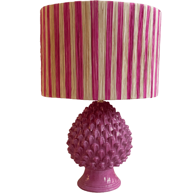 Pink Striped Raffia Lampshade