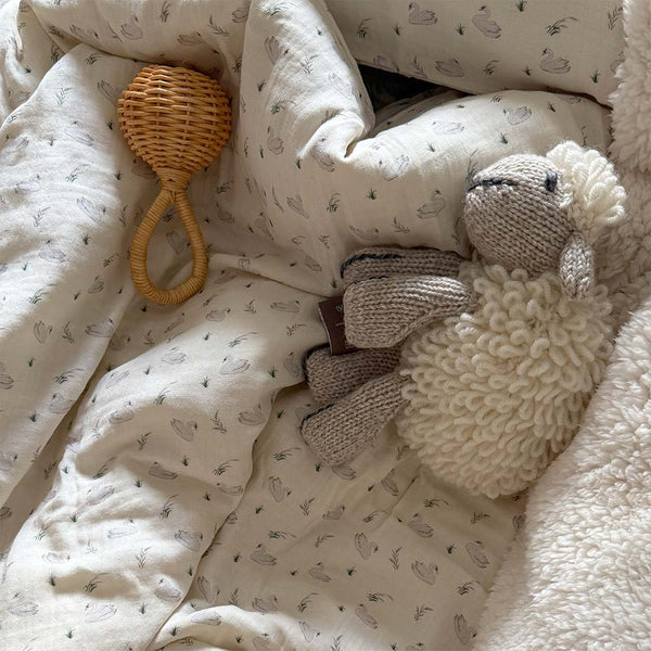 Organic Muslin Bedding  Set -  Swans