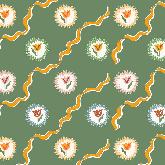 Tulips of Belgravia Wallpaper - Green