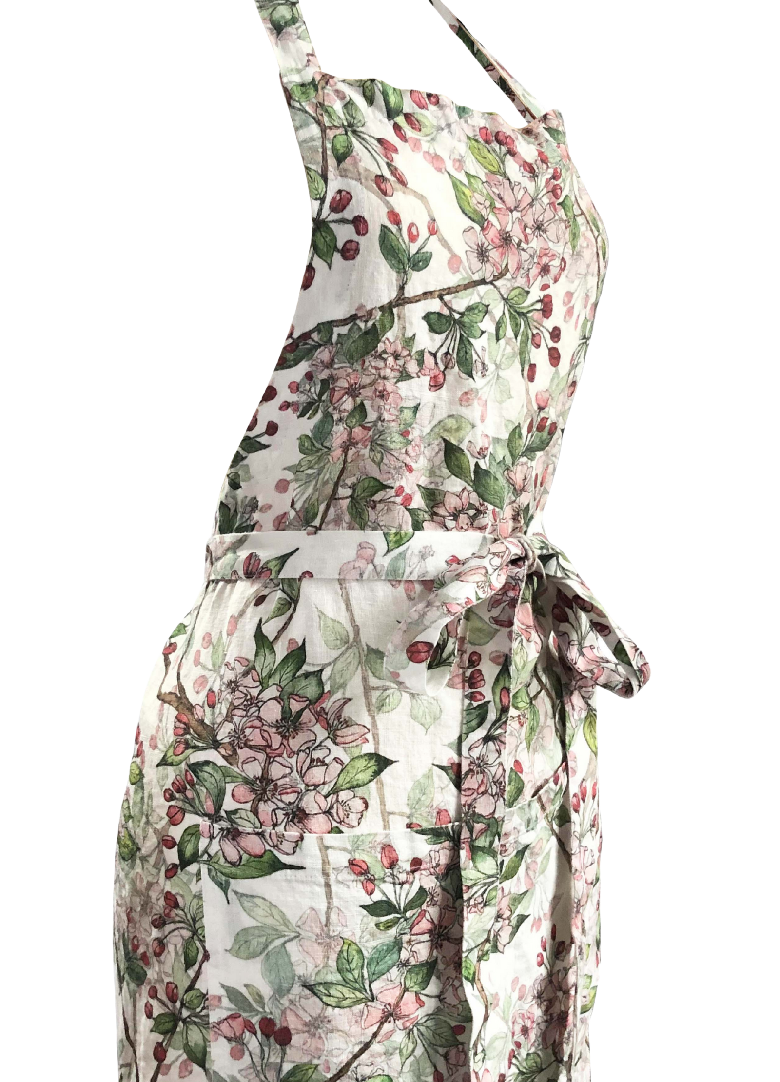 Cherry Blossom printed Linen Apron