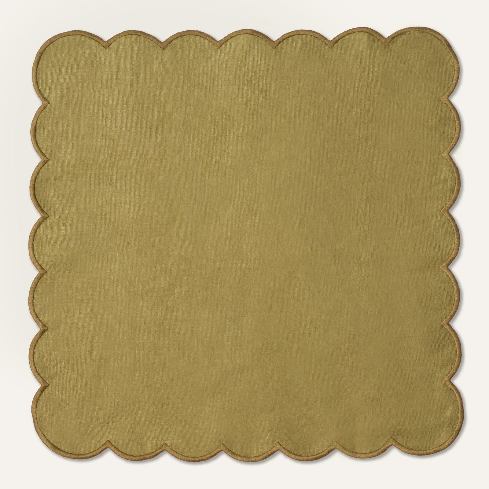 Scallop Linen Napkins Olive - Set of 2
